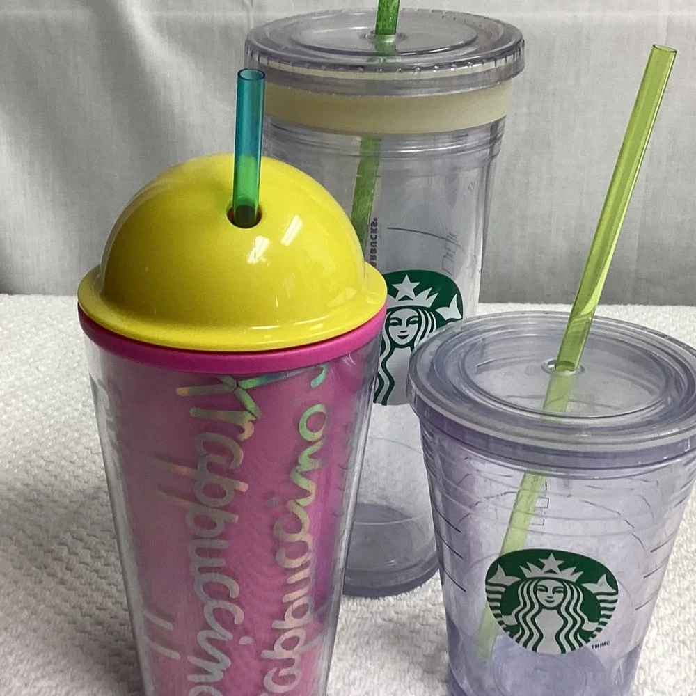 Starbucks Tumblers Bundle Set of 3 Cold Cup with Straws Reusable‎ Various Sizes